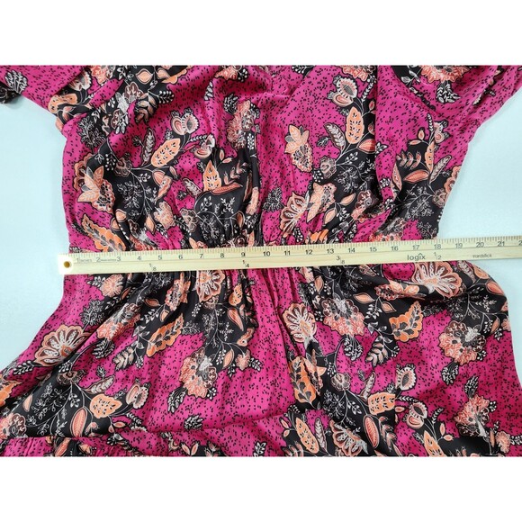 Lane Bryant Dress Size 20 Pink Floral Long Sleeve Midi Dress w/Pockets - Picture 8 of 11
